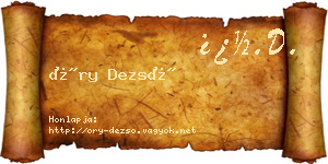 Őry Dezső névjegykártya